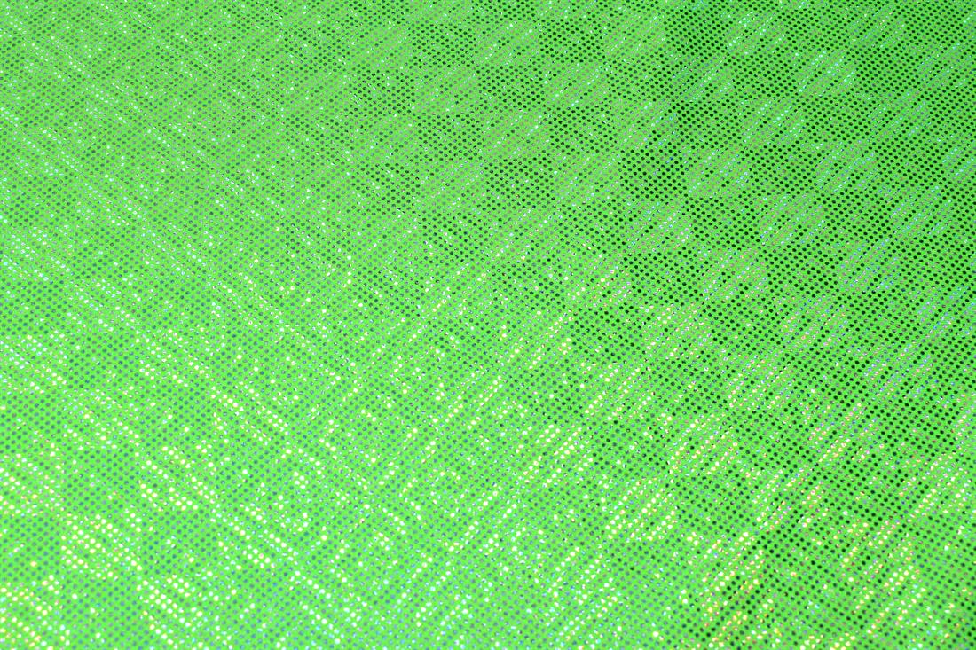Lime Green Printed Stretchy Metallic Look Foil Jersey