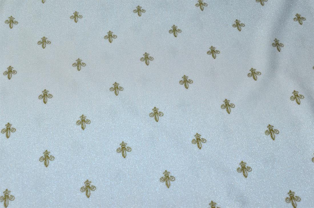 Cream Printed Stretchy Metallic Look Foil Jersey