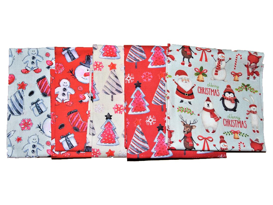 Christmas 100% Cotton Fat Quarter Bundles 18" x 22"