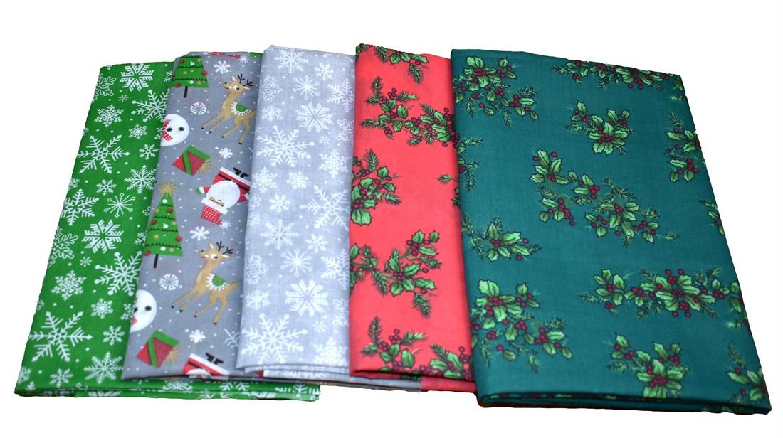 Christmas Fat Quarter Bundle Printed Polycotton Fabric