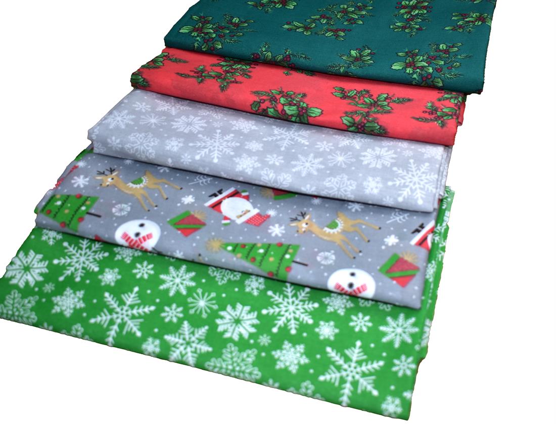 Christmas Fat Quarter Bundle Printed Polycotton Fabric