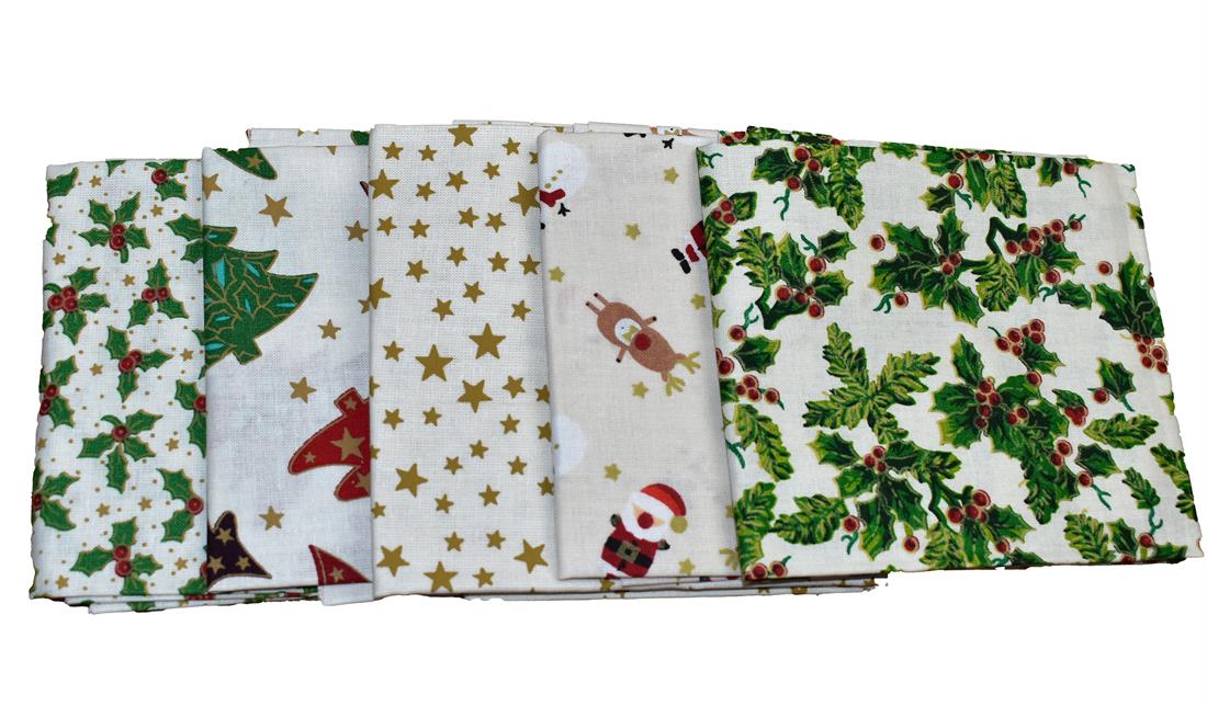 Col 1 Fat Quarter Bundle Christmas Printed 100% Cotton Fabric