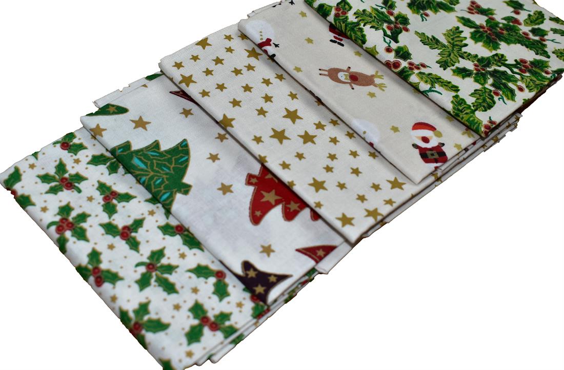 Col 1 Fat Quarter Bundle Christmas Printed 100% Cotton Fabric