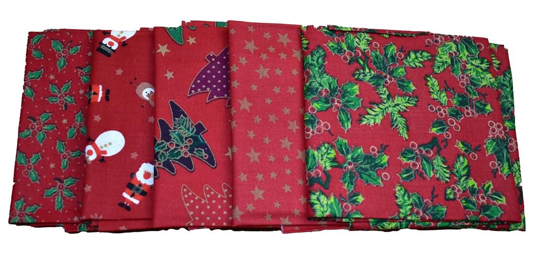 Col 1 Fat Quarter Bundle Christmas Printed 100% Cotton Fabric