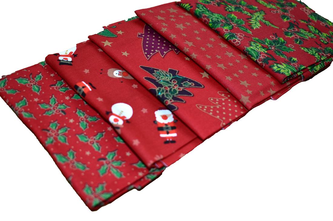 Col 1 Fat Quarter Bundle Christmas Printed 100% Cotton Fabric