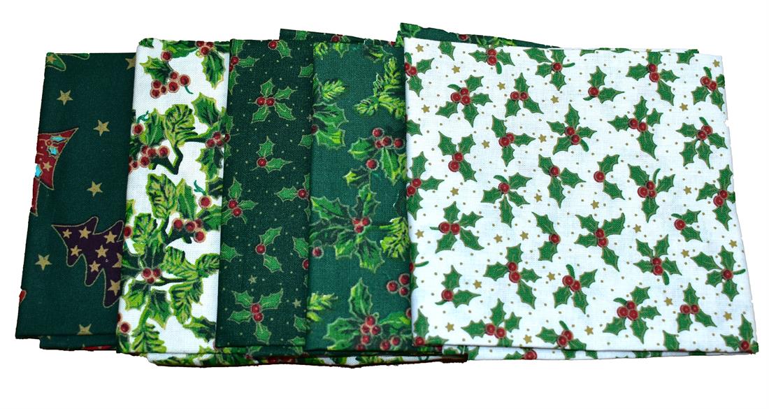 Col 1 Fat Quarter Bundle Christmas Printed 100% Cotton Fabric