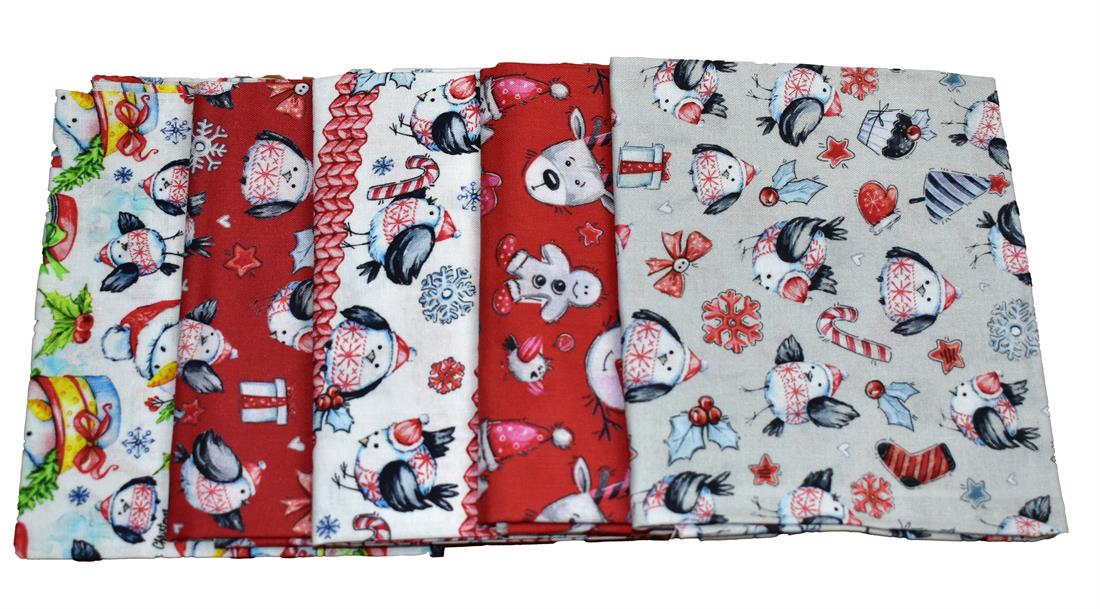 Col 1 Fat Quarter Bundle Christmas Printed 100% Cotton Fabric