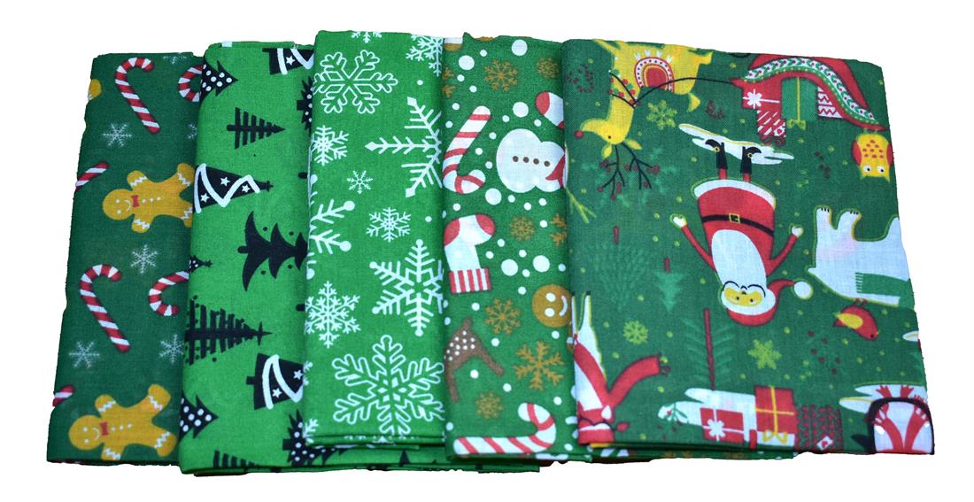 Col 1 Fat Quarter Bundle Christmas Printed Polycotton Cotton Fabric