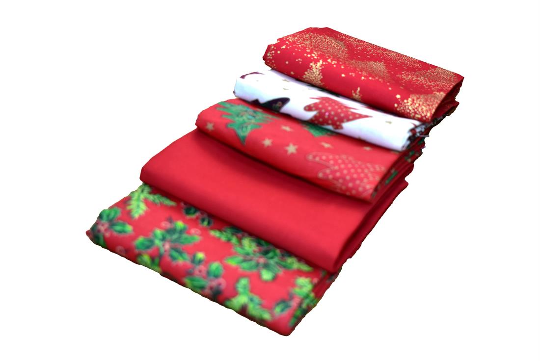 Mixed Coloured Fat Quarter Bundle Christmas Printed 100% Cotton Fabric