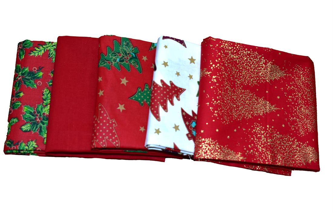 Mixed Coloured Fat Quarter Bundle Christmas Printed 100% Cotton Fabric