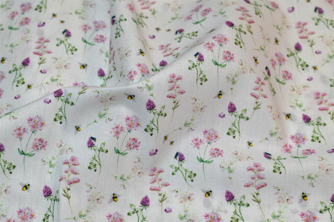 White Little Johnny Printed 100% Cotton Fabric