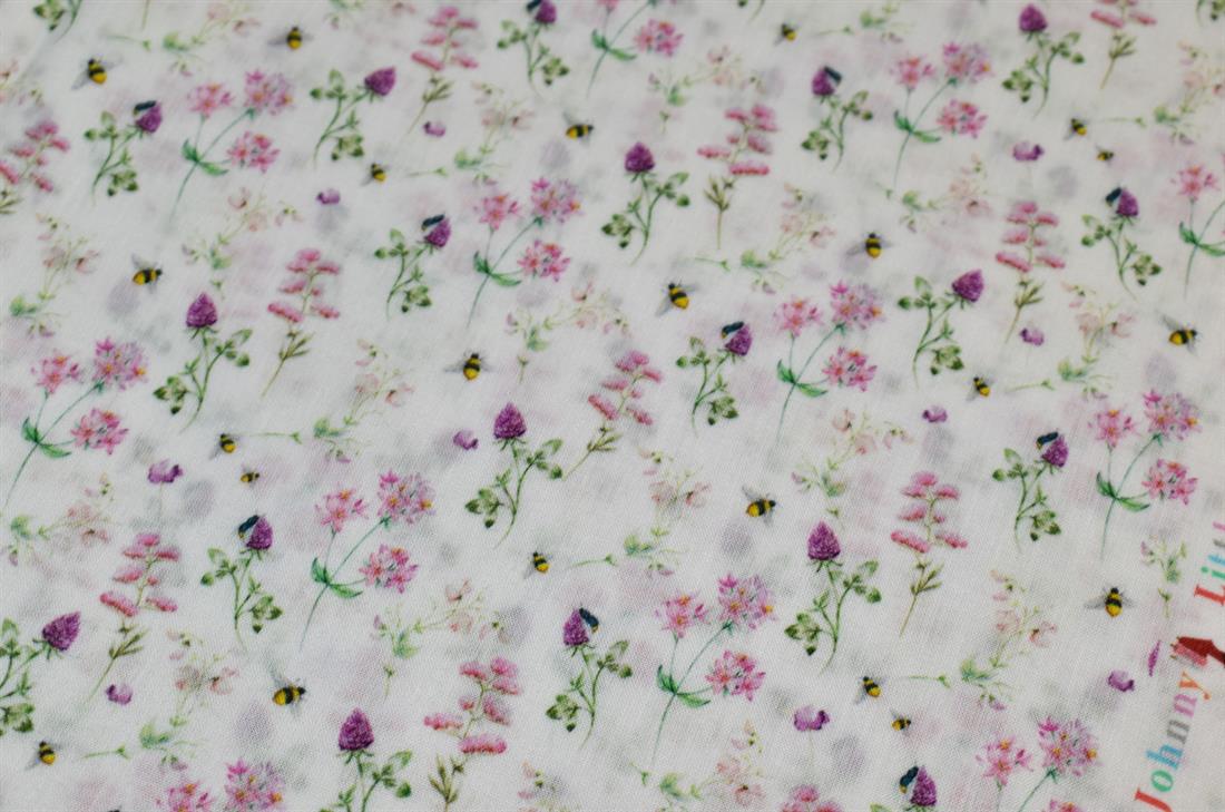 White Little Johnny Printed 100% Cotton Fabric