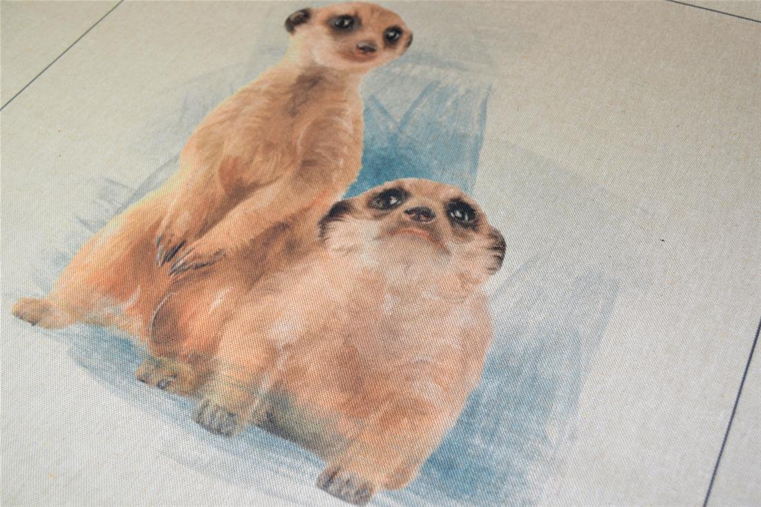 Meerkat Panel -Printed Digital Canvas Fabric