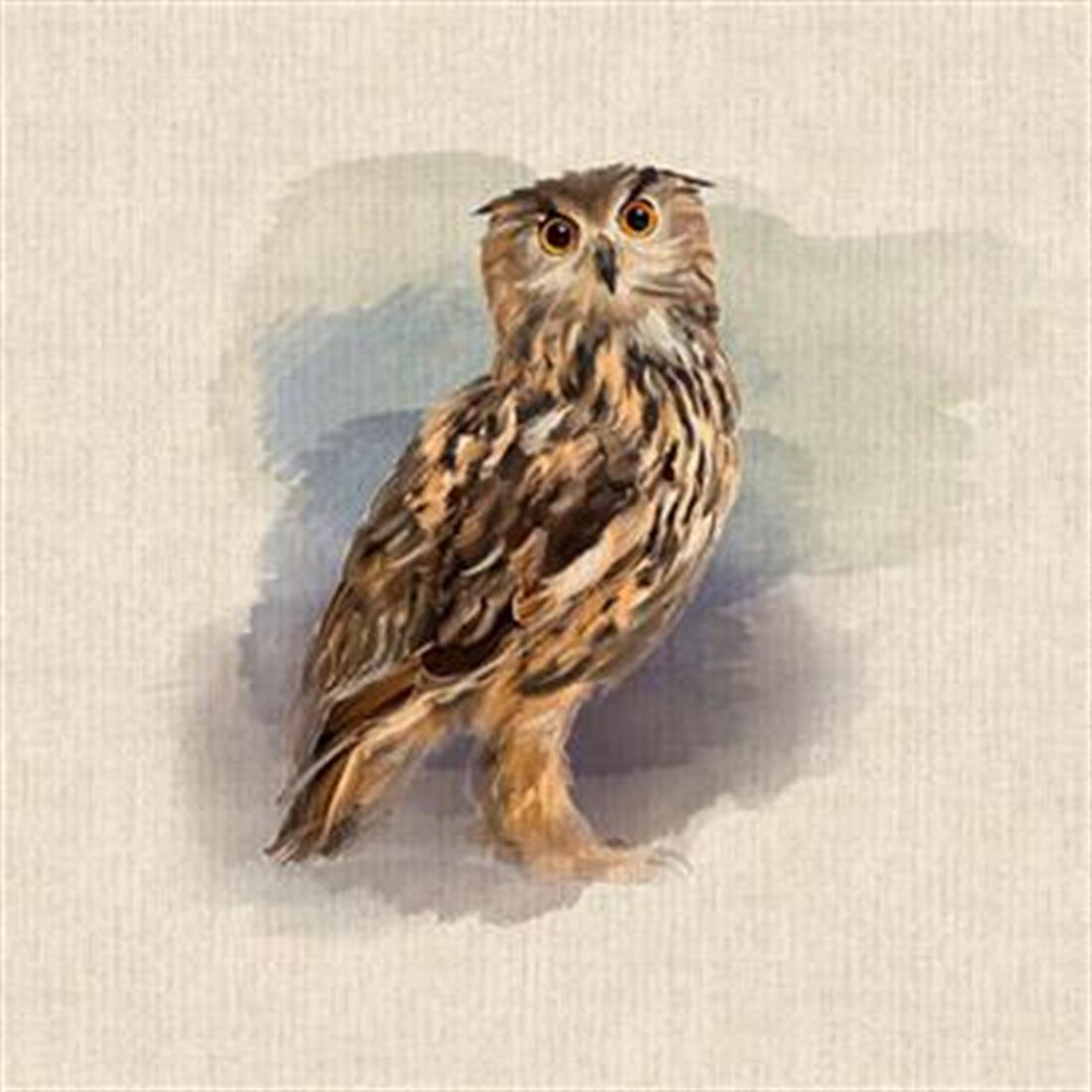 Owl Panel Printed Digital Canvas Fabric