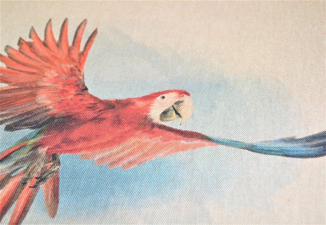Red Parrot Panel -Printed Digital Canvas Fabric