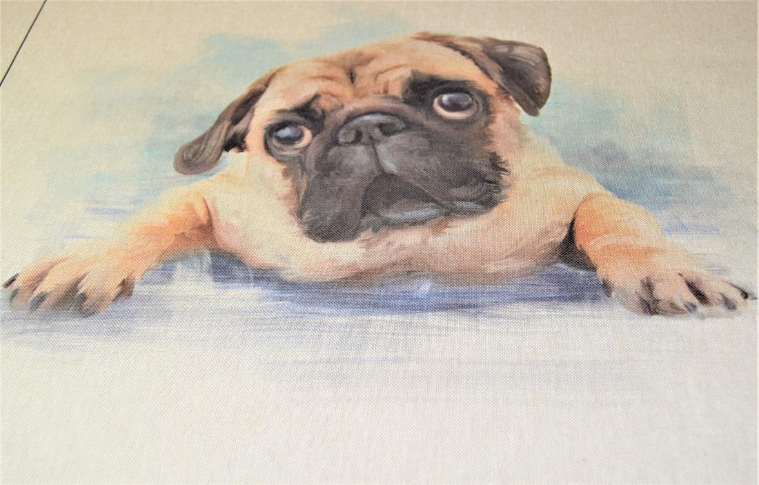 Pugs Panels Printed Canvas Fabric