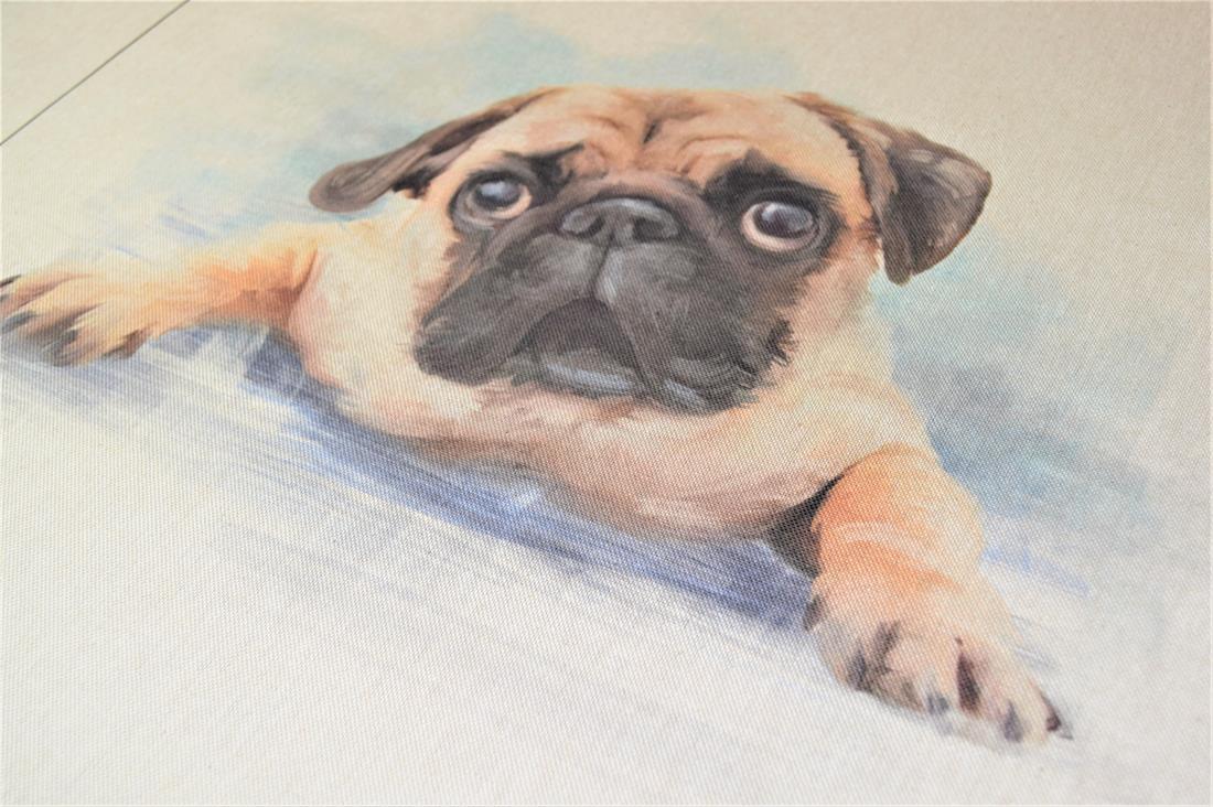 Pugs Panels Printed Canvas Fabric