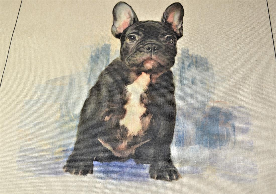 French Bulldog Printed Digital Canvas Fabric