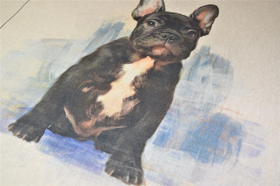 French Bulldog Printed Digital Canvas Fabric