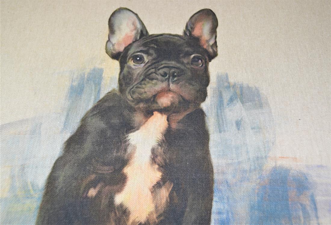 French Bulldog Printed Digital Canvas Fabric