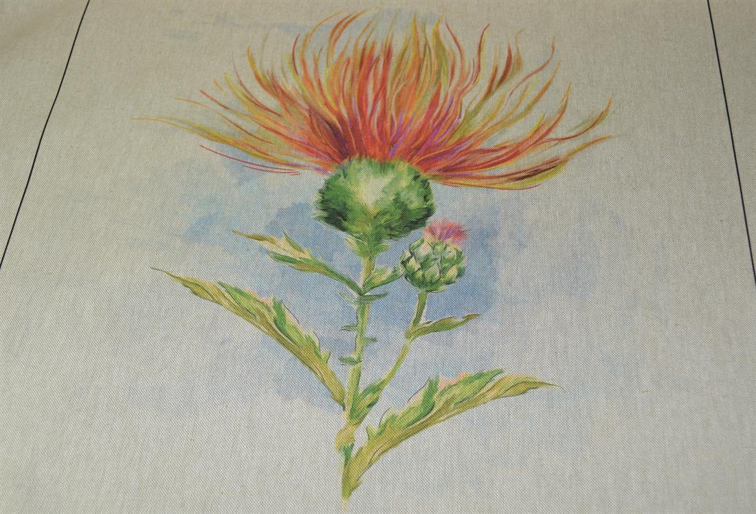 Highland Thistle Panel Printed Digital Canvas Fabric