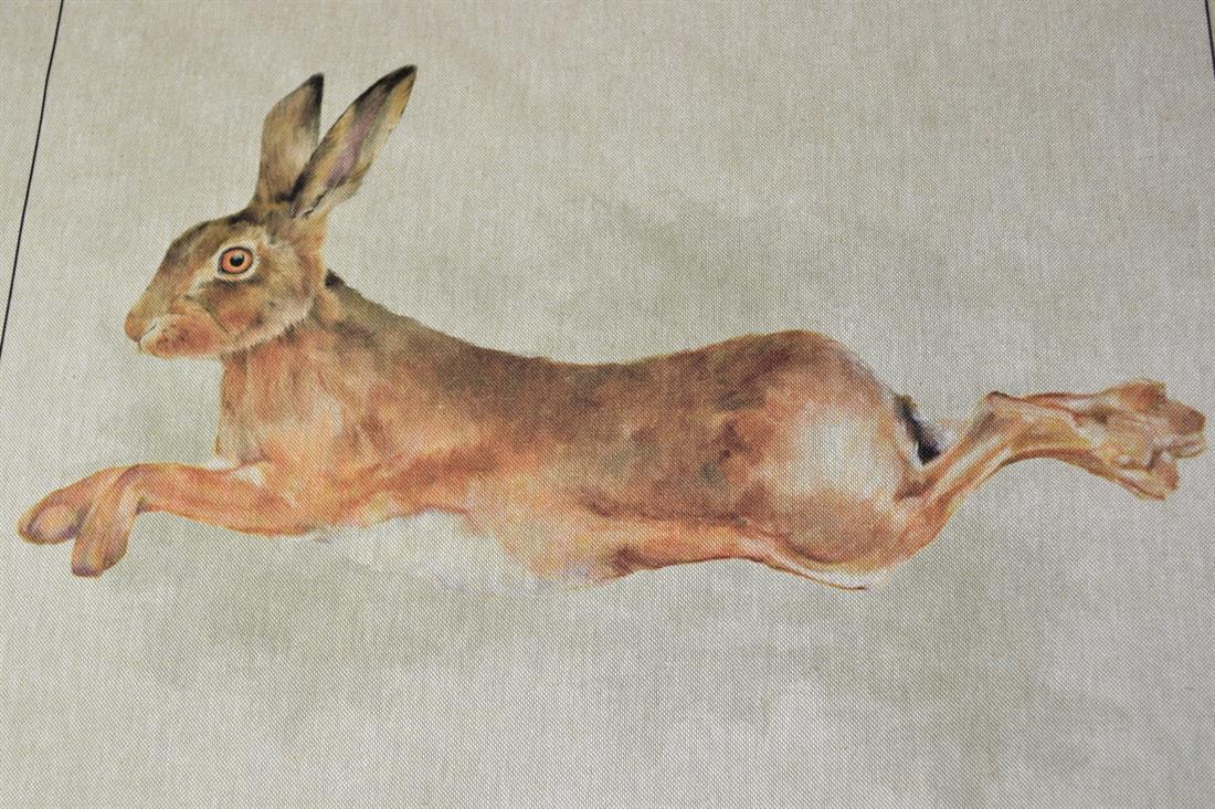 Leaping Hare Panel Printed Digital Canvas Fabric