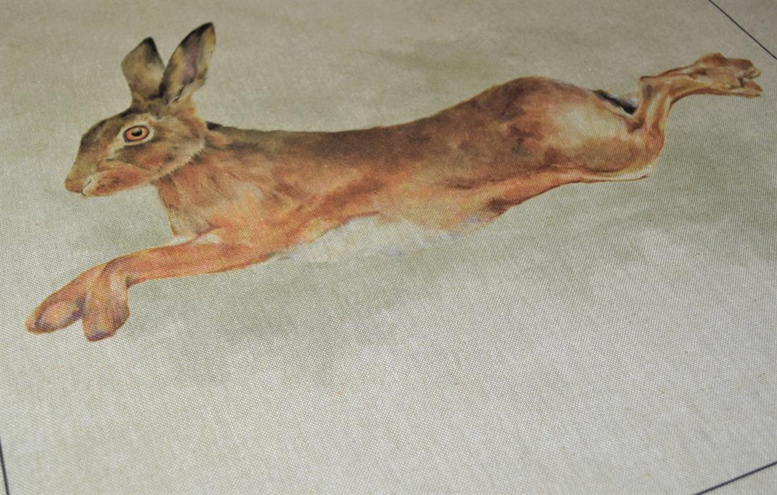 Leaping Hare Panel Printed Digital Canvas Fabric