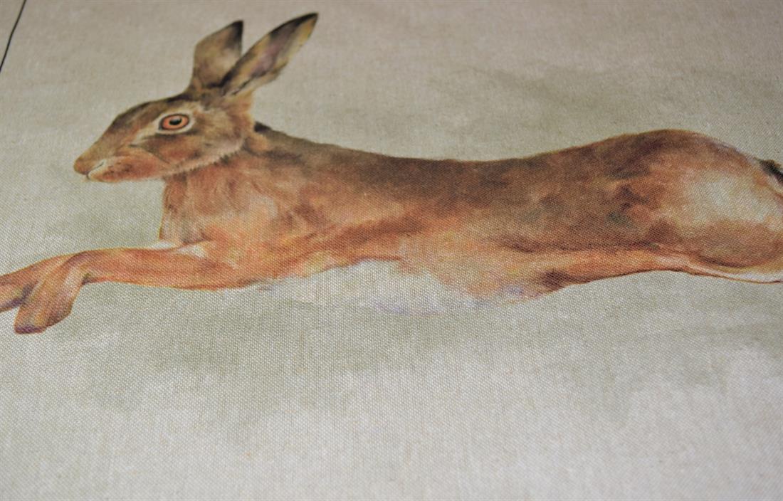 Leaping Hare Panel Printed Digital Canvas Fabric