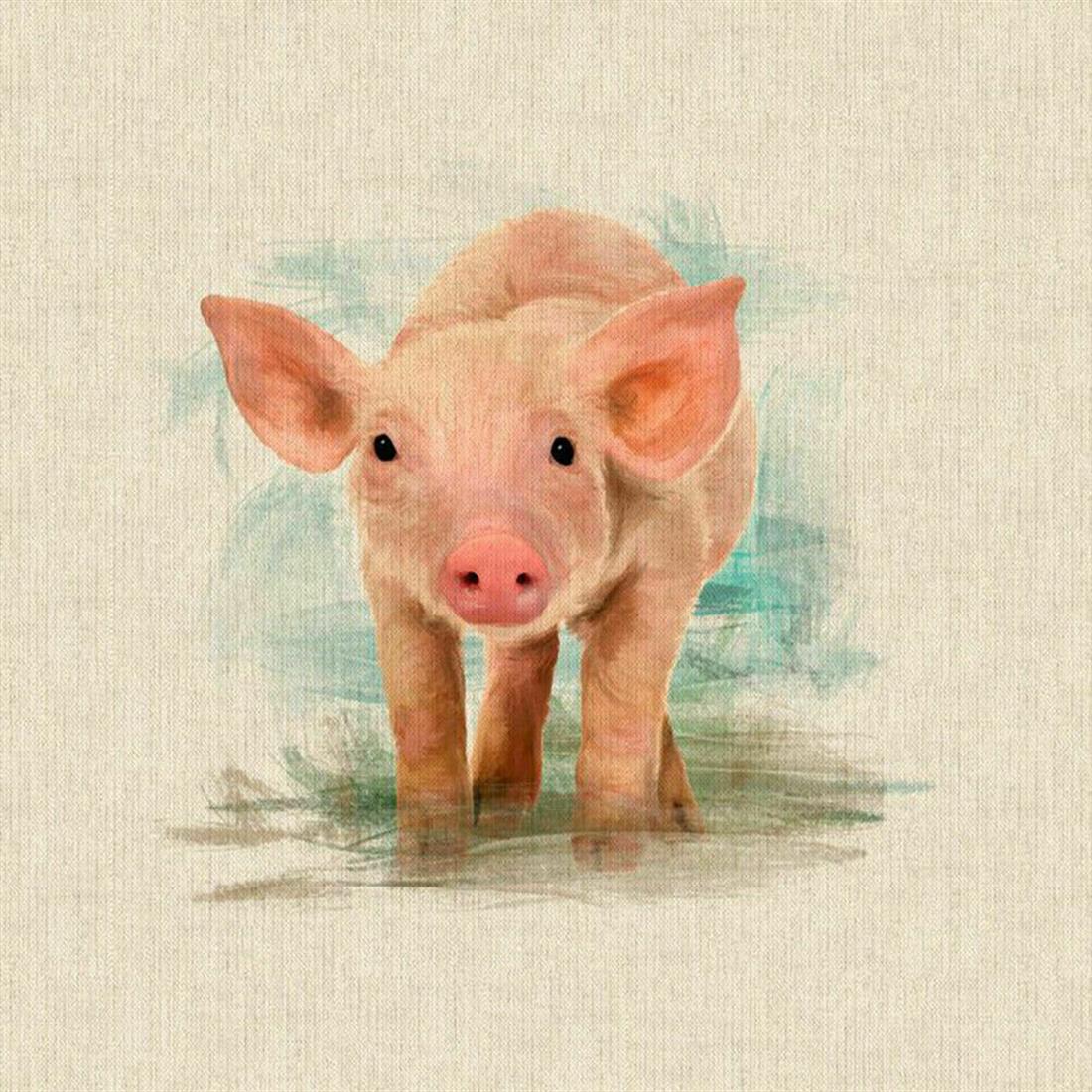 Piglet Panel Printed Digital Canvas Fabric
