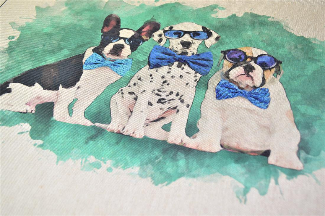 Cool Dogs Panel Printed Digital Canvas Fabric