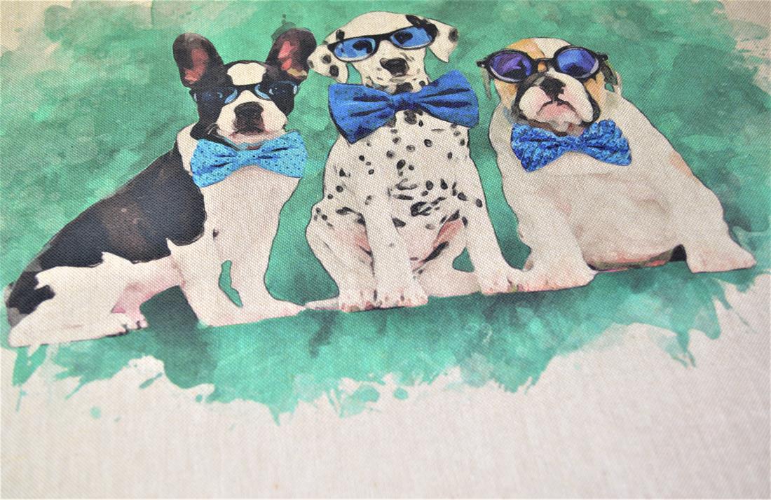 Cool Dogs Panel Printed Digital Canvas Fabric
