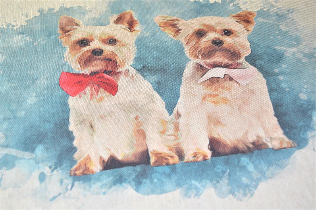 Yorkshire Terrier Panel Printed Digital Canvas Fabric