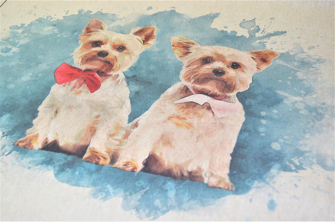 Yorkshire Terrier Panel Printed Digital Canvas Fabric