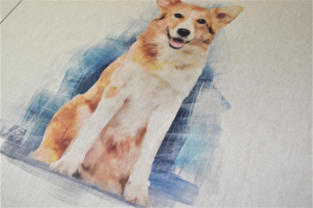 WelshCorgi/Golden Retriever Printed Digital Canvas Fabric