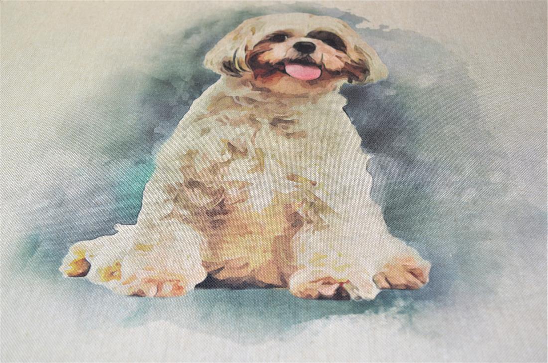 Havanese Dog Panel Printed Digital Canvas Fabric