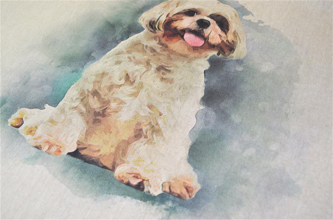 Havanese Dog Panel Printed Digital Canvas Fabric