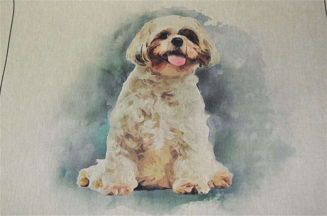 Havanese Dog Panel Printed Digital Canvas Fabric