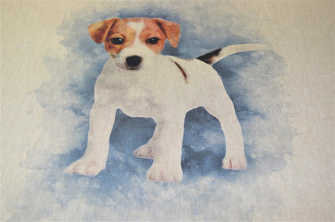 Jack Russel Puppy Panel Printed Digital Canvas Fabric