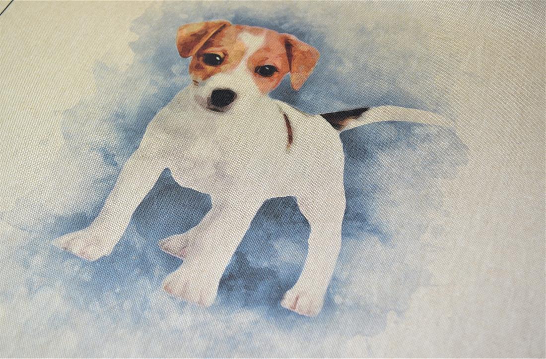 Jack Russel Puppy Panel Printed Digital Canvas Fabric