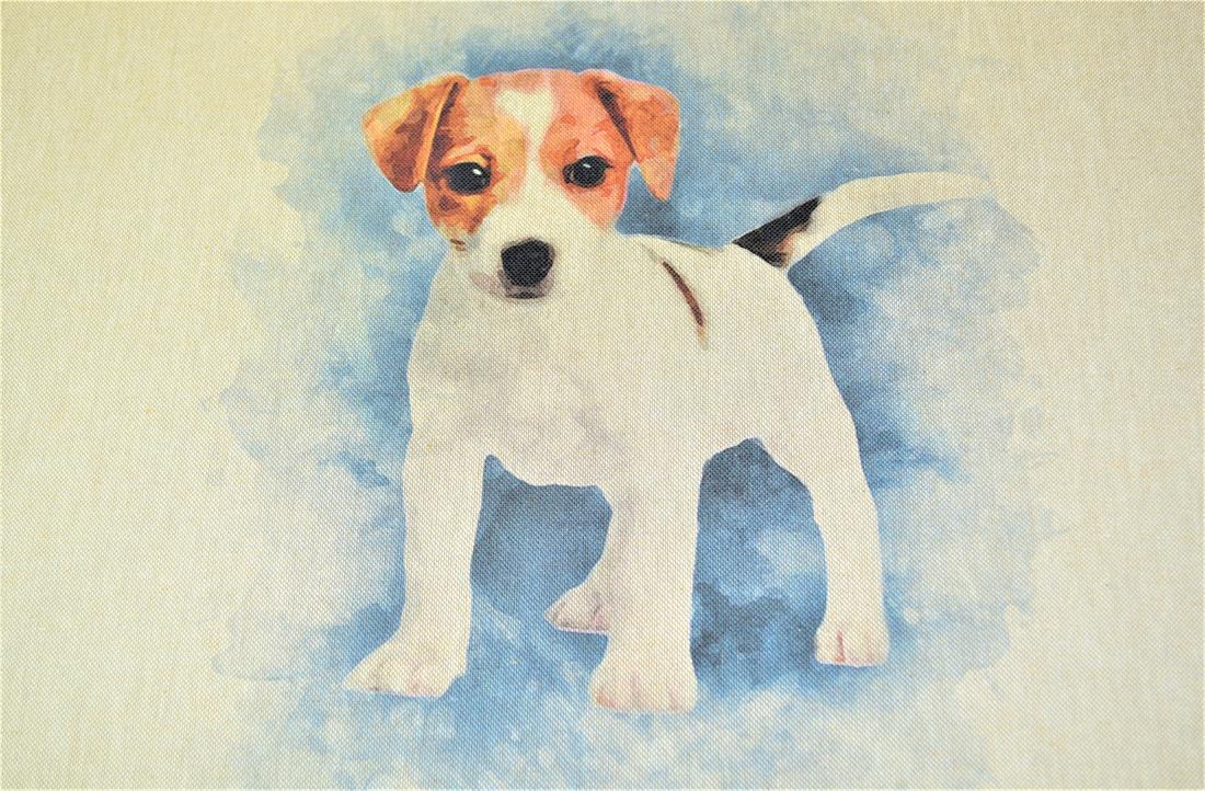 Jack Russel Puppy Panel Printed Digital Canvas Fabric