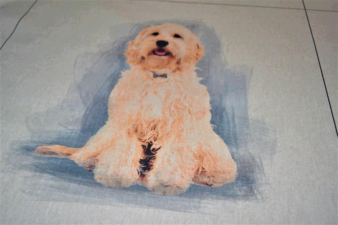 Natural Jack Russell Terrier Printed Digital Canvas Fabric