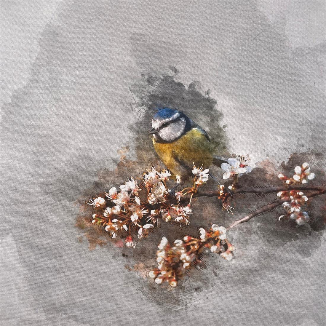 Blue Tit Bird Blue Tit Printed Digital Canvas Fabric