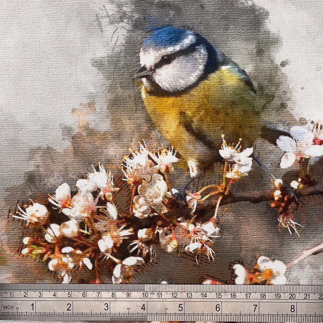 Blue Tit Bird Blue Tit Printed Digital Canvas Fabric
