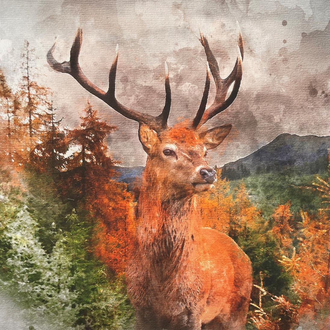 Stag Printed Digital Canvas Fabric