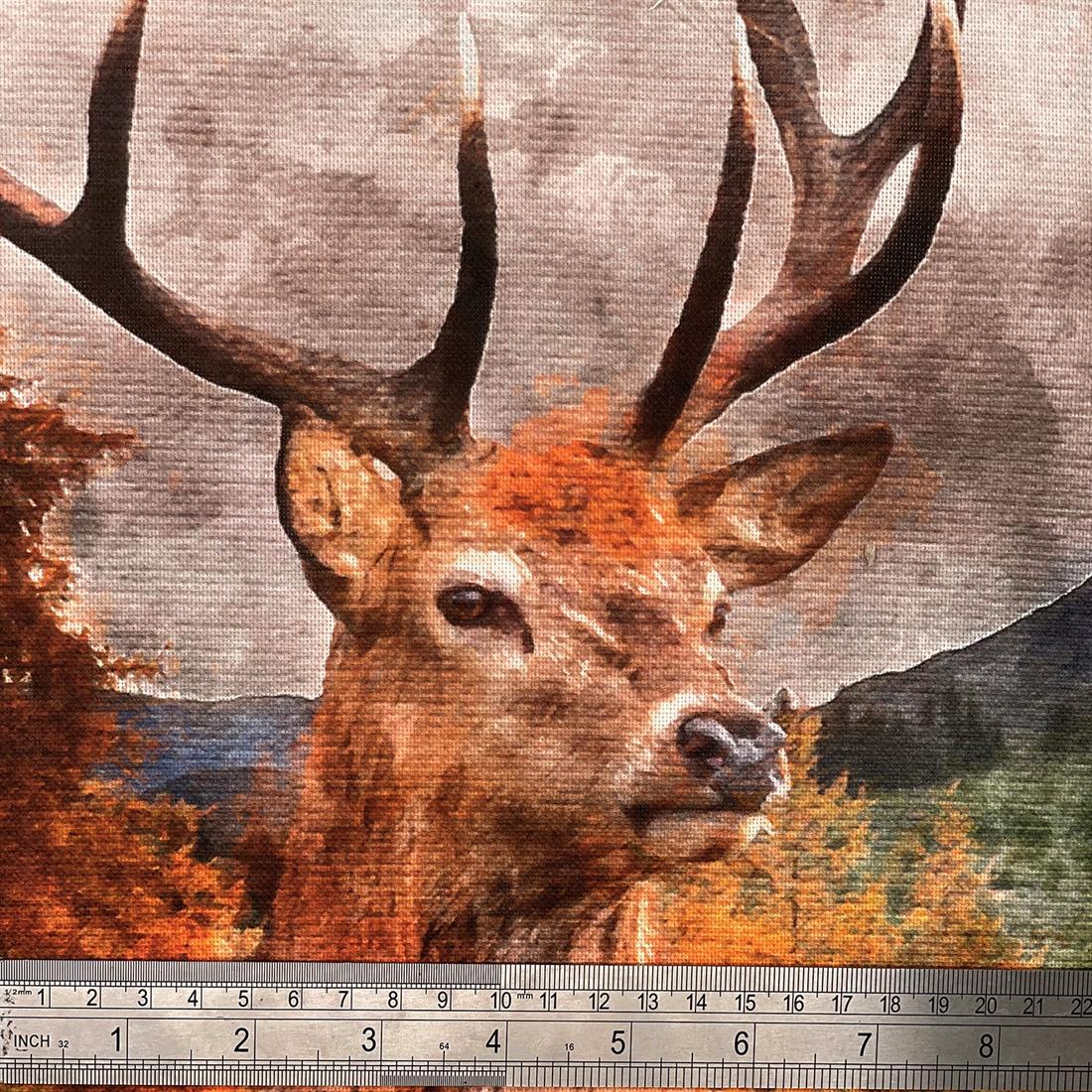 Stag Printed Digital Canvas Fabric