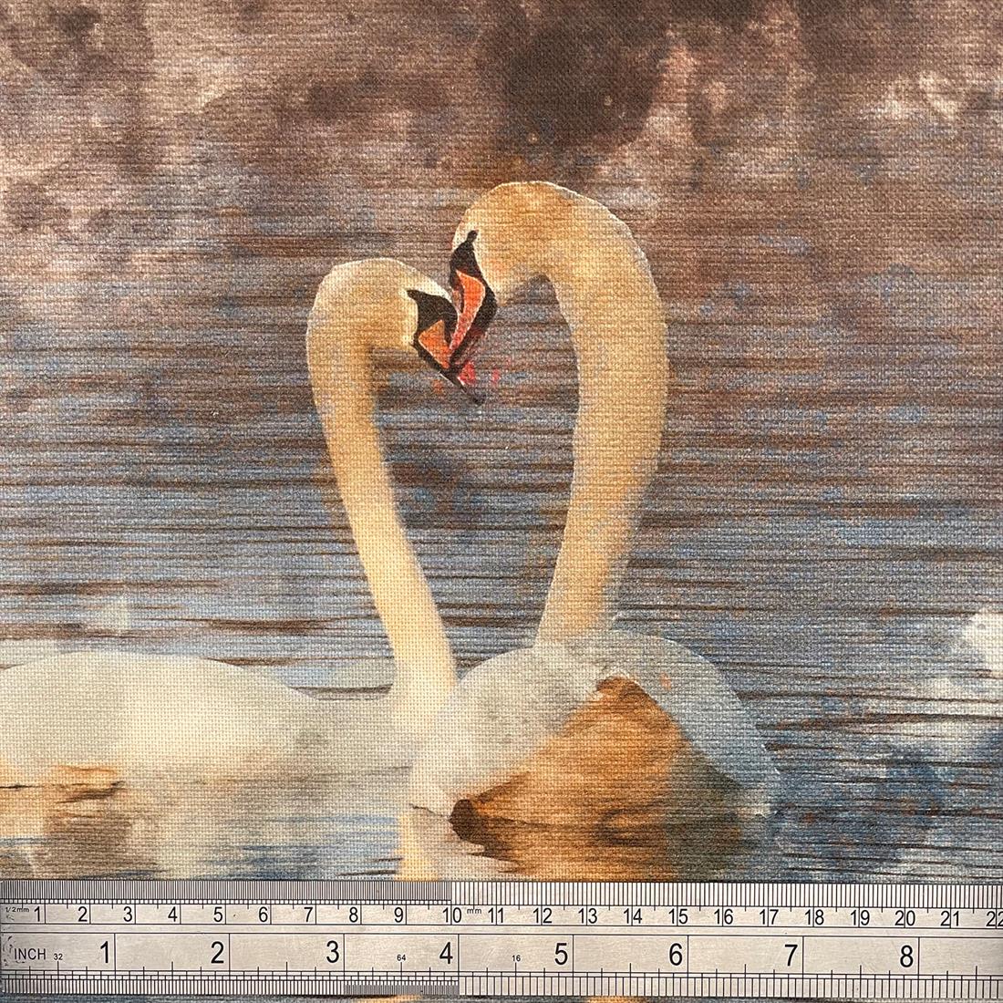 Swans Printed Digital Canvas Fabric