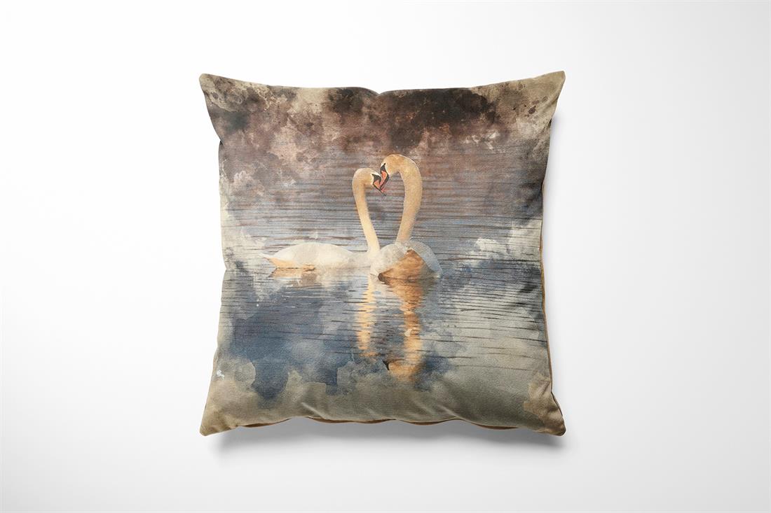 Swans Printed Digital Canvas Fabric