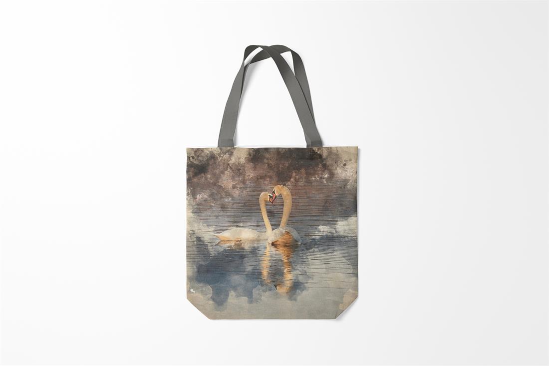Swans Printed Digital Canvas Fabric