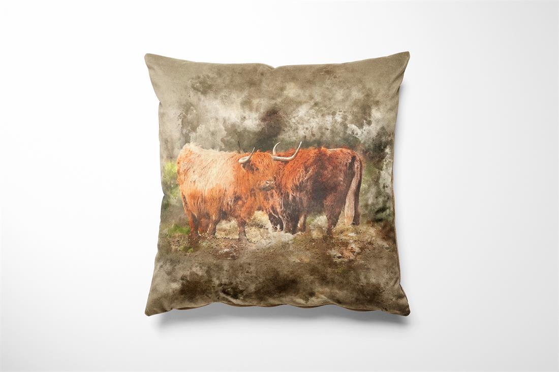 Highland Cow Printed Digital Canvas Fabric