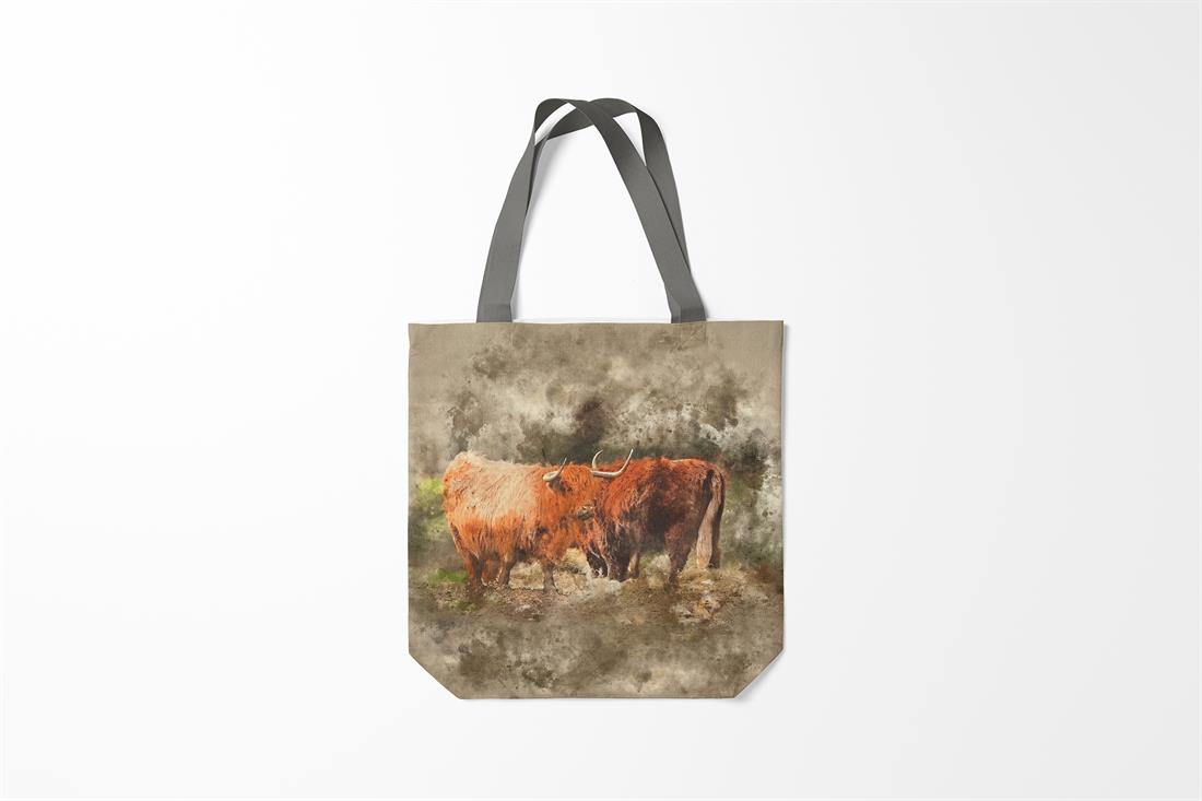 Highland Cow Printed Digital Canvas Fabric